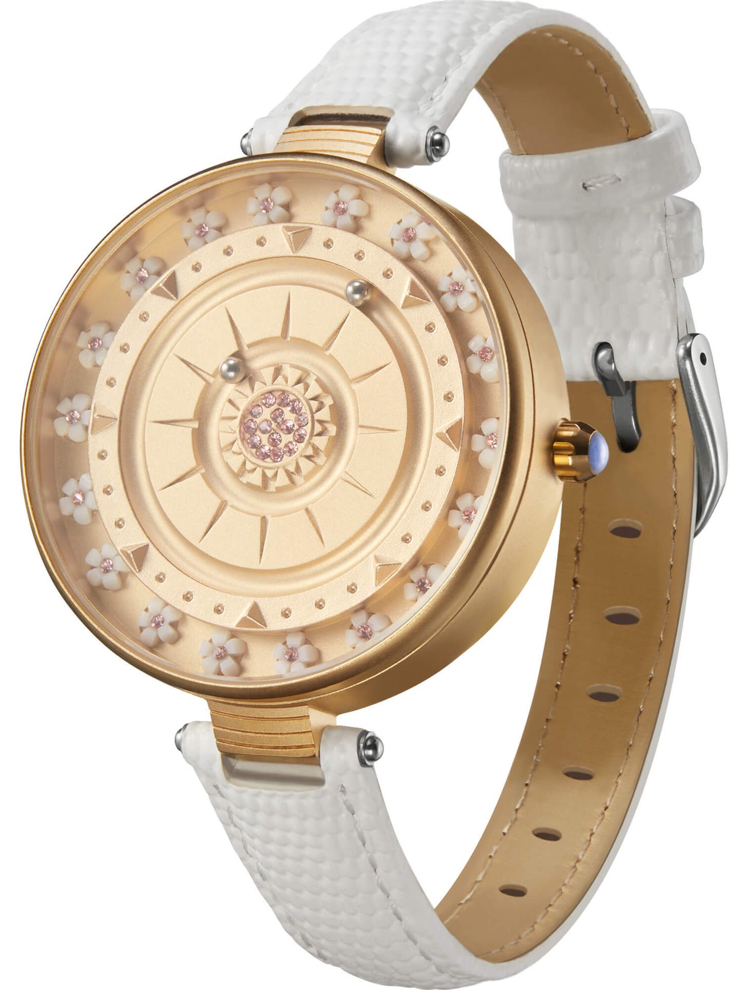 EUTOUR Women’s Floral Dial & Crystal Magnetic Sphere Timepiece