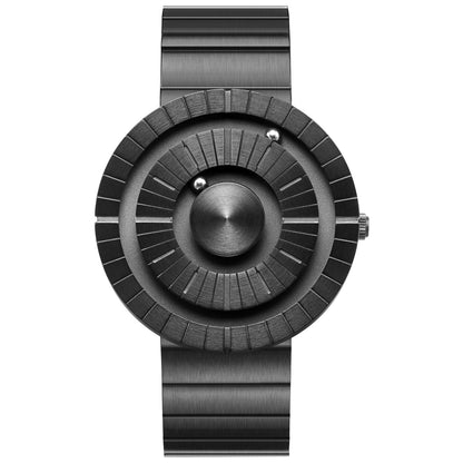 EUTOUR Relojes de hombre con imán negro E038 con correa de malla metálica