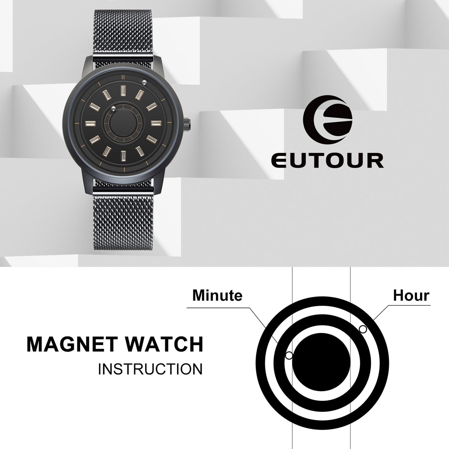 EUTOUR Reloj Magnético de Cuarzo U040E