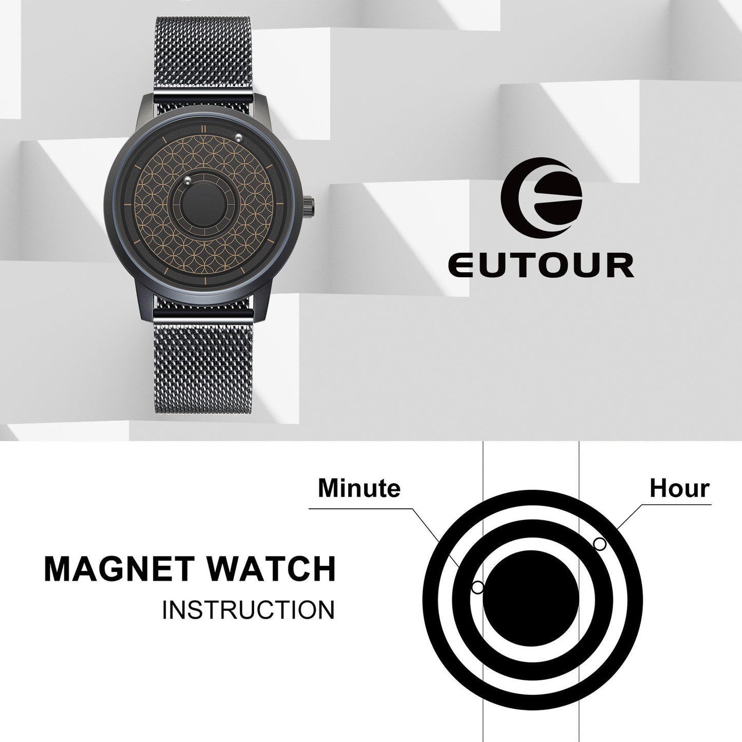 EUTOUR magnetische minimalistische Uhr U040D