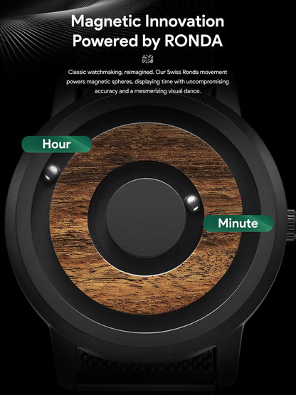 EUTOUR Magnetic Wooden Watch E019A