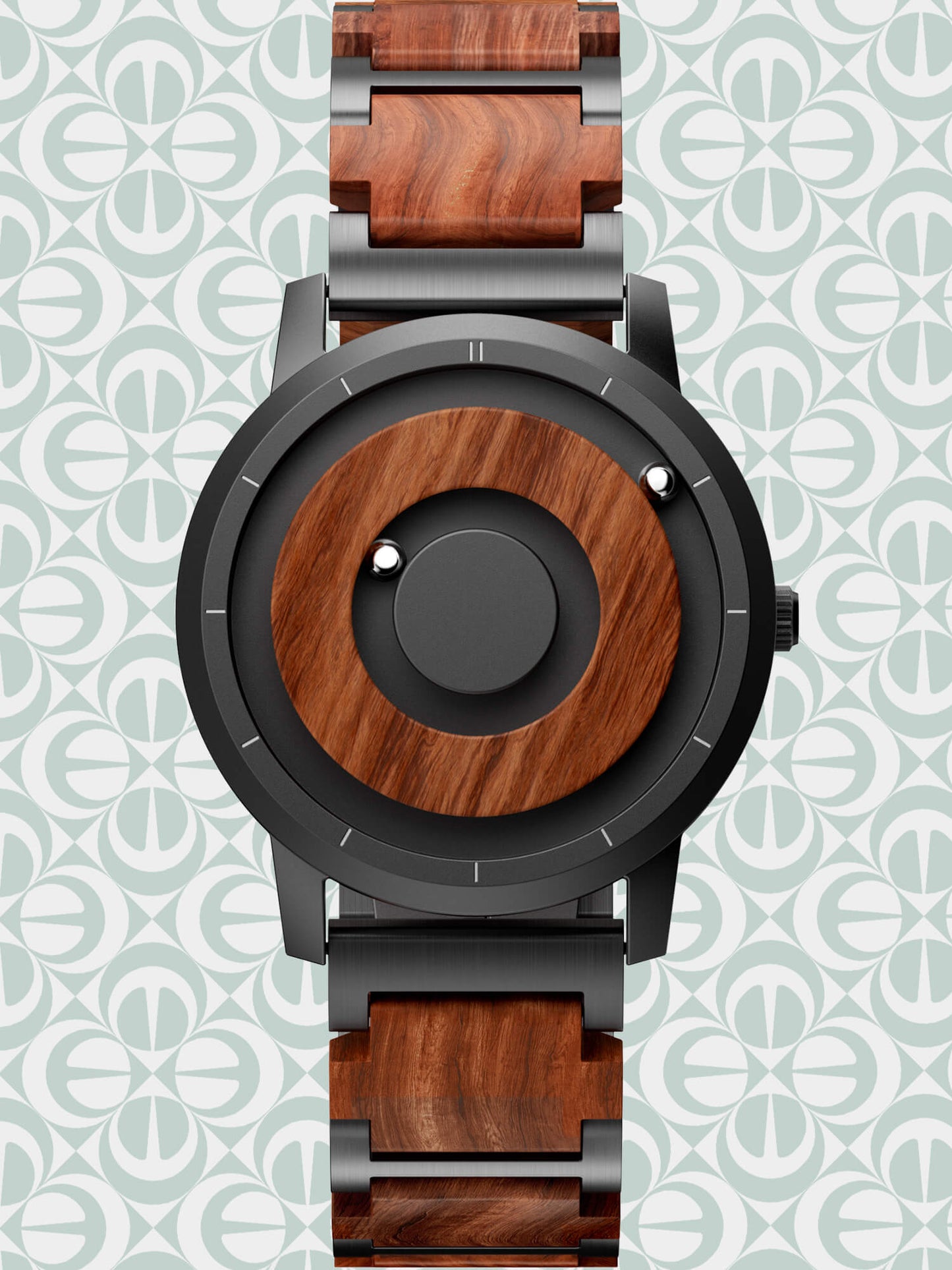 EUTOUR Red Sandalwood Magnetic Quartz Watch for Men E022H