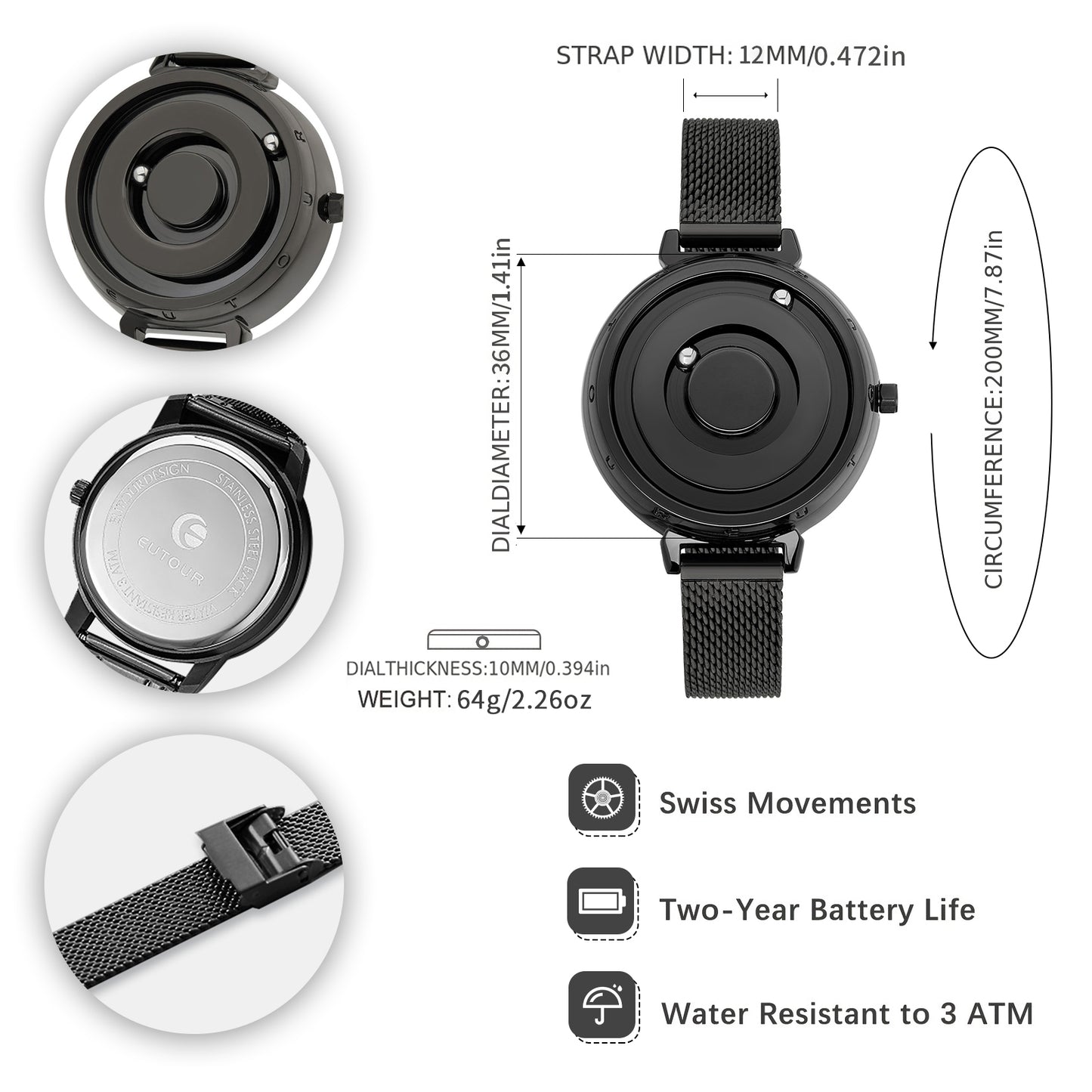 EUTOUR Classic Magnet Minimalist Watches For Women E028