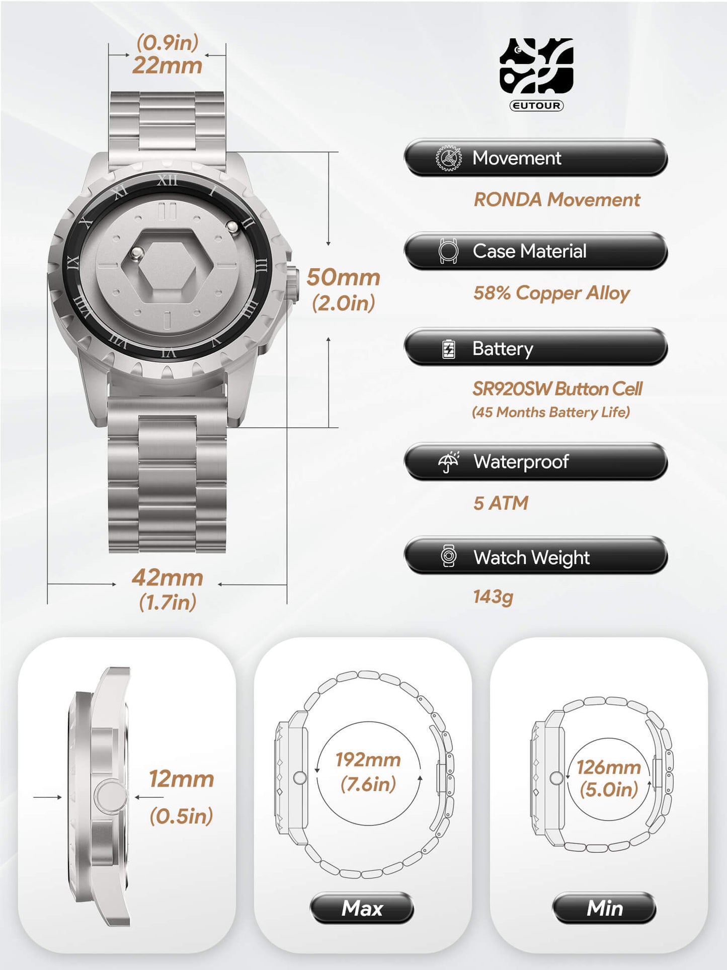 EUTOUR Hexa Phantom Magnetic Ball Watch E063 Series