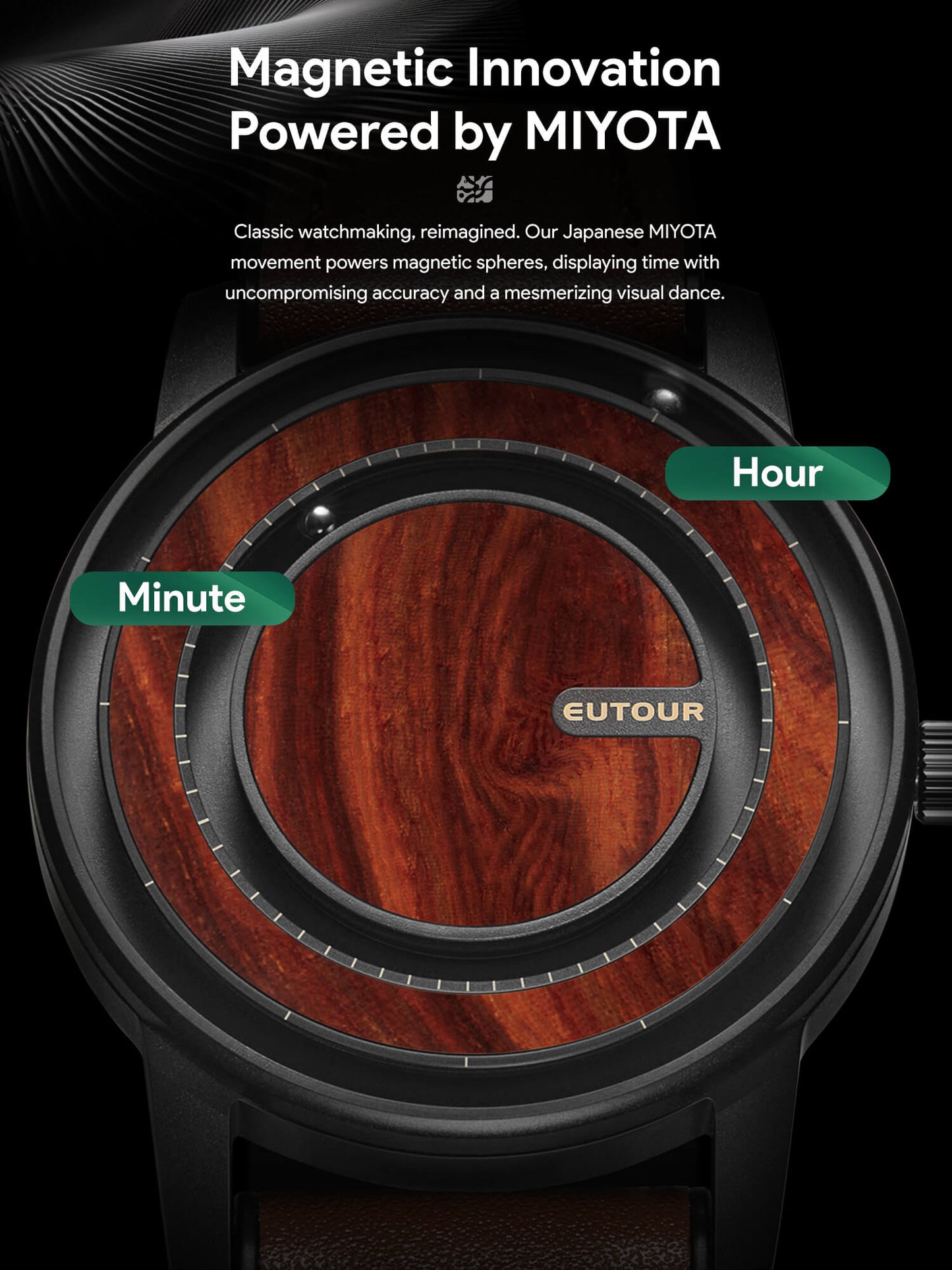 EUTOUR Magnetic Nature Series Wooden Watch U056