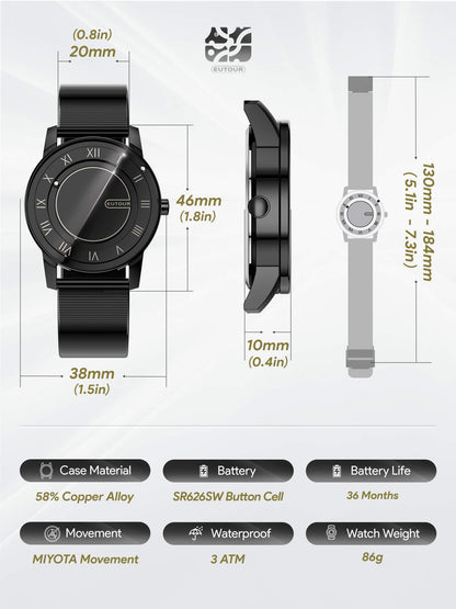 EUTOUR Full Mirror Magnetic Ball Bearing Watch U056M Series